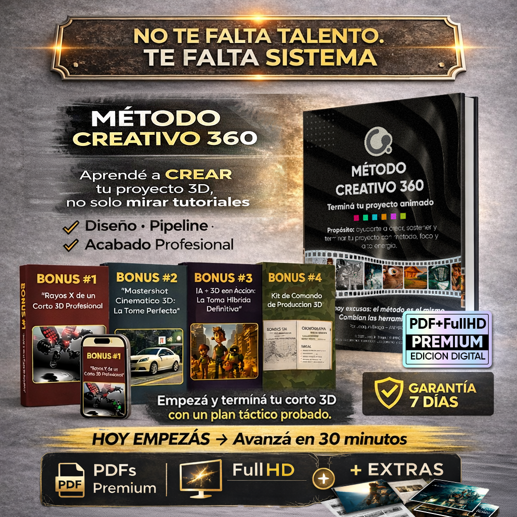 Método Creativo 360 — Creá y Terminá tu Proyecto Animado (3D o IA) | Edición Digital Premium + 4 Bonus