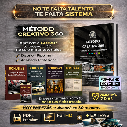 Método Creativo 360 — Creá y Terminá tu Proyecto Animado (3D o IA) | Edición Digital Premium + 4 Bonus