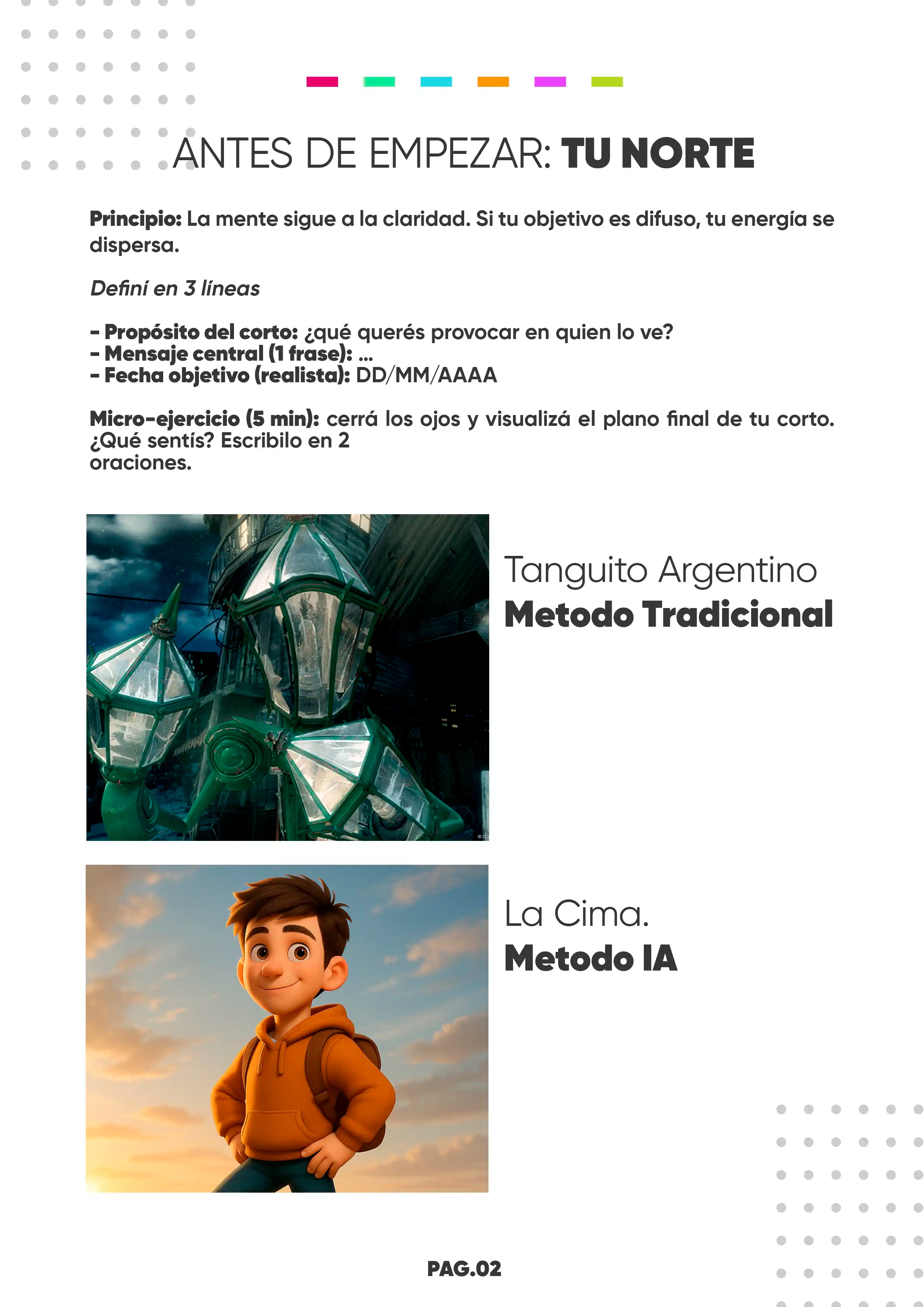 Página interna del Método Creativo 360 sobre el norte creativo