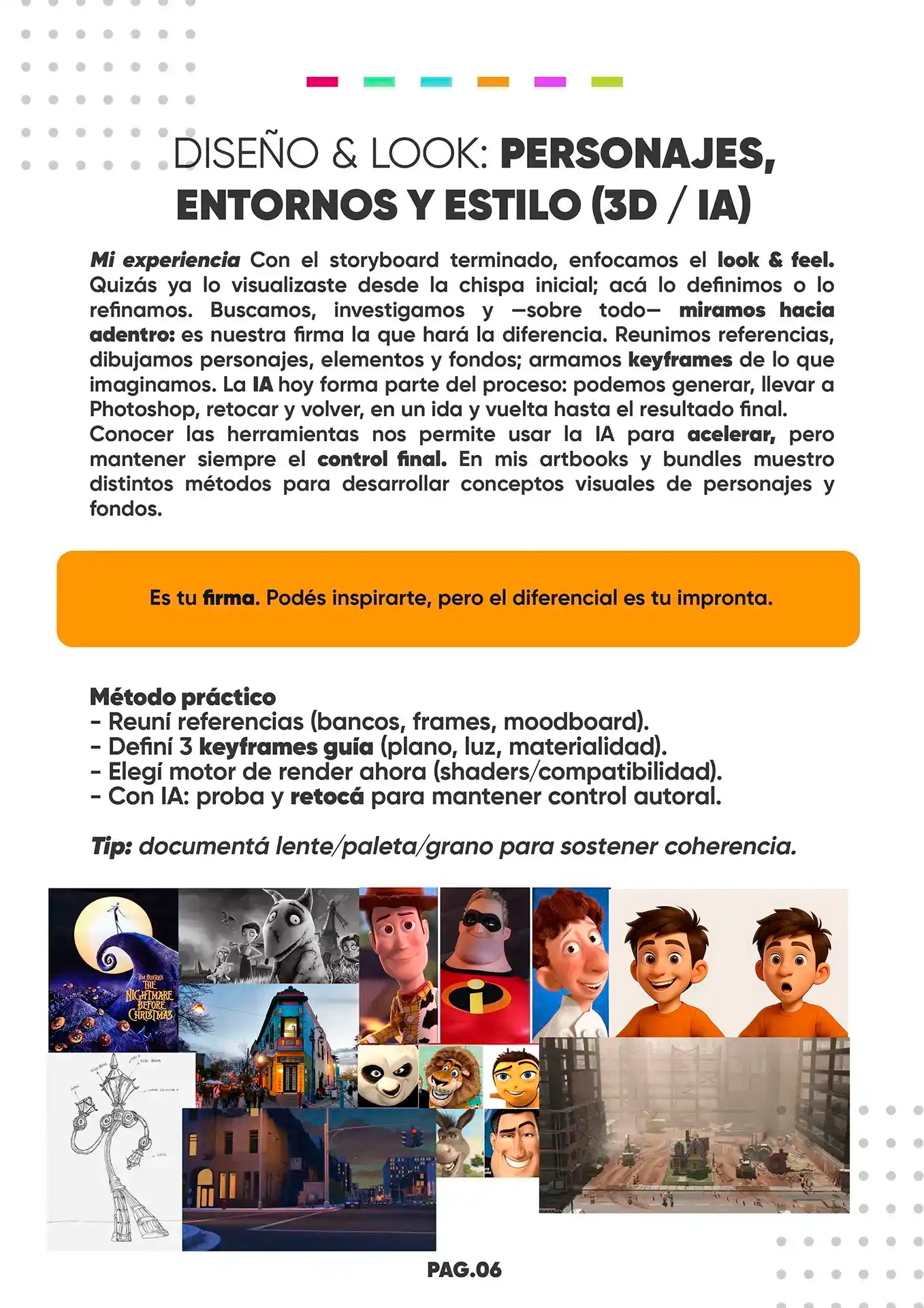 Página interna del Método Creativo 360 sobre diseño y look
