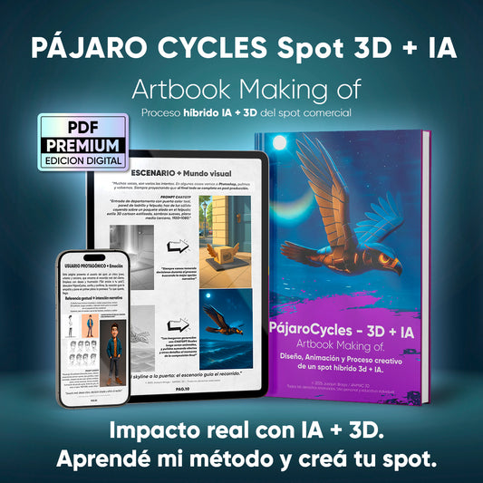 PájaroCycles — Artbook & Making Of (IA + 3D) · Edición Digital (PDF)