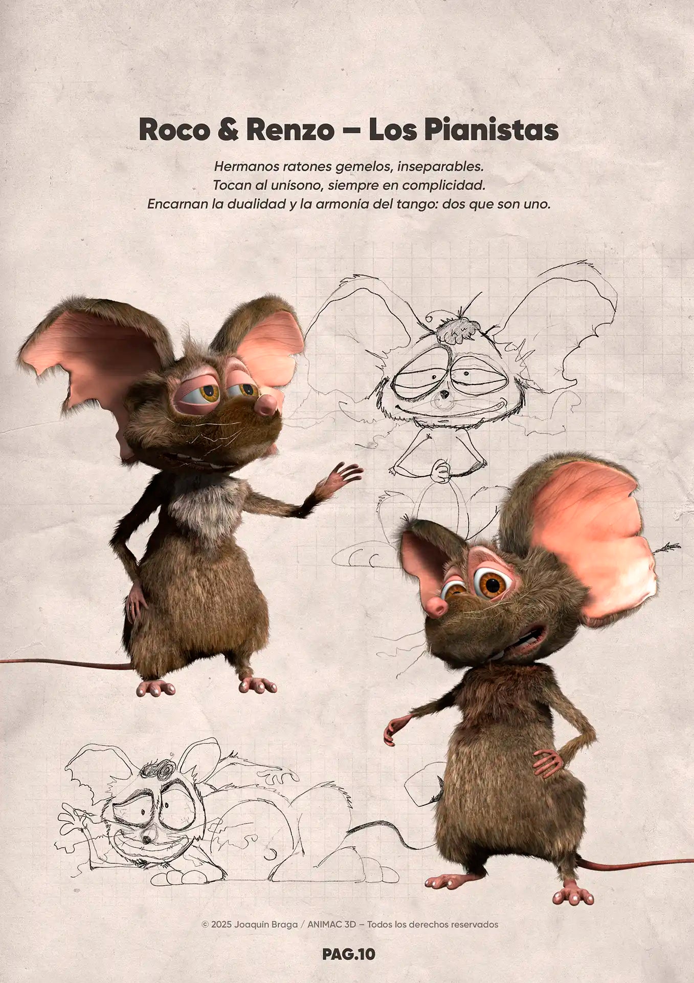 Página de personajes del artbook Tanguito Argentino