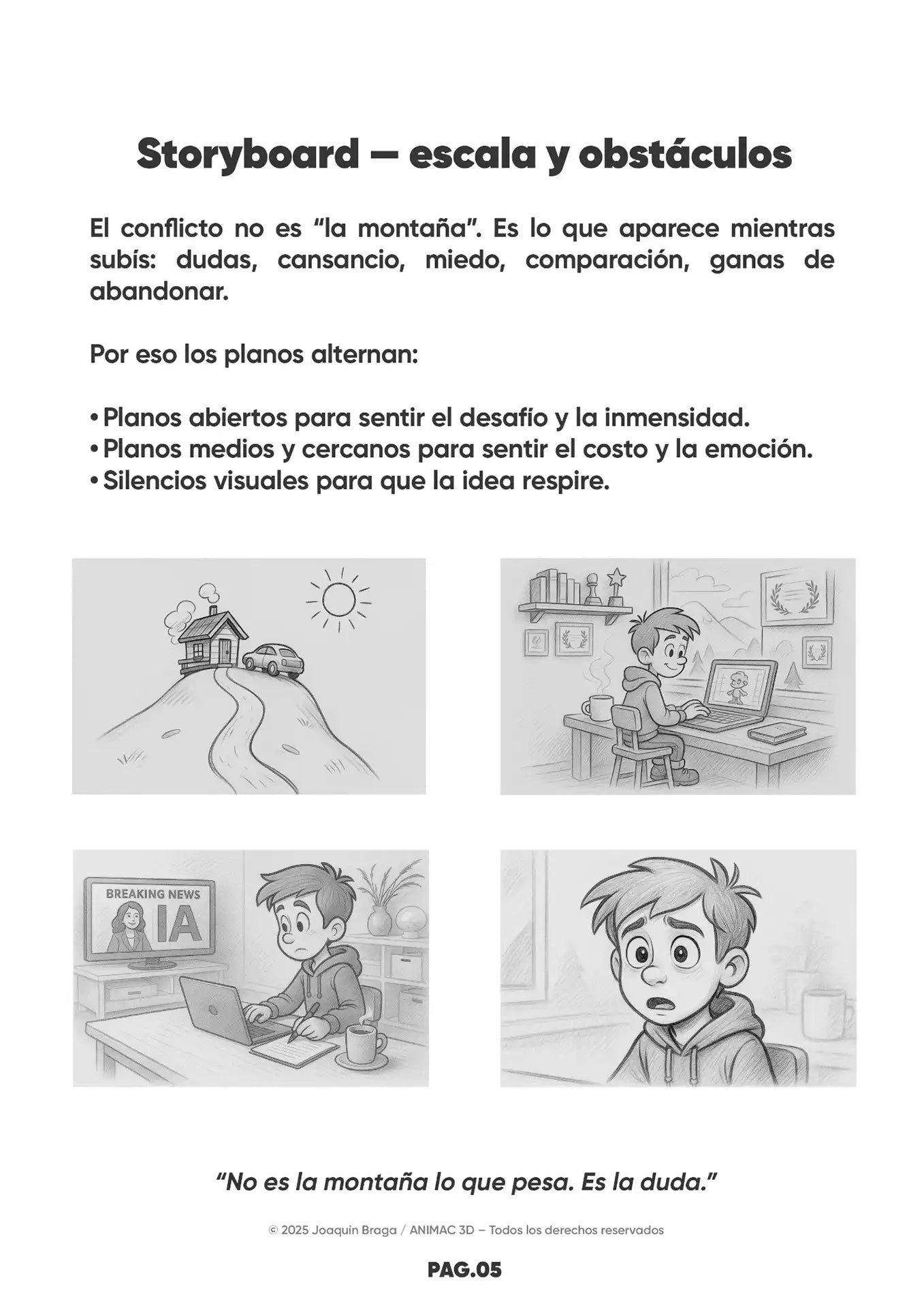 Página interior del artbook de La Cima