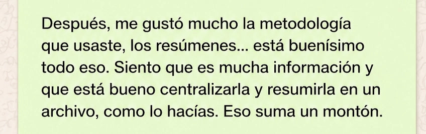 Testimonio real sobre metodología y resúmenes